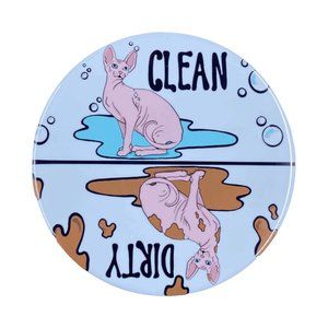 White Sphynx Cat Dishwasher Magnet Kitchen Sign
